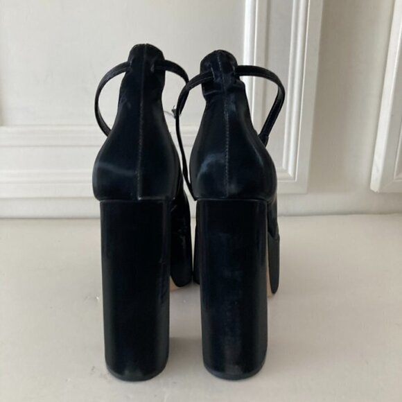 NWOB Schutz Free People Darlene Black Satin Platform Heels Sz 8.5 - Picture 6 of 8